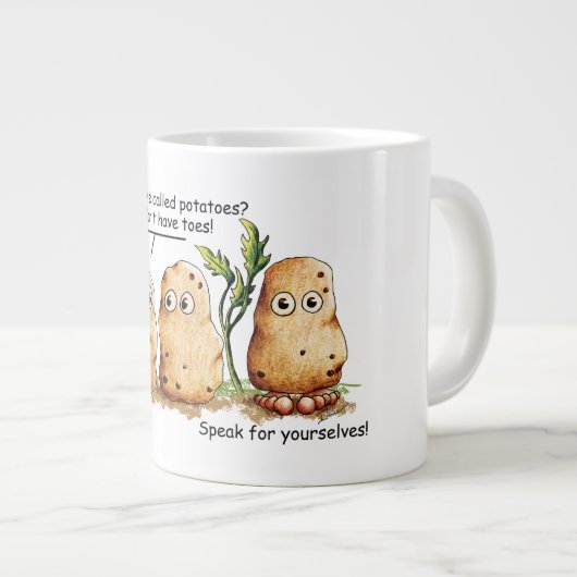 かわいいじゃがいもおもしろいつま先ポテトプン  ジャンボコーヒーマグカップ (正面右)