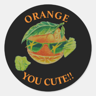 かわいいじゃない！オレンジ色のキャラクター。 ラウンドシール