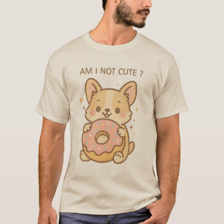 かわいいじゃない? – ドーナツを持ったかわいいコーギー Tシャツ