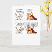 かわいいすごいキャット着ケープおもしろい誕生日 カード (黄色い花)