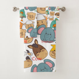 かわいいすごいサファリ農場の赤ちゃん動物の白い子供 バスタオルセット