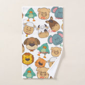 かわいいすごいサファリ農場の赤ちゃん動物の白い子供 バスタオルセット (ハンドタオル)