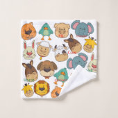 かわいいすごいサファリ農場の赤ちゃん動物の白い子供 バスタオルセット (ウォッシュタオル)