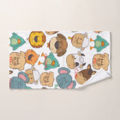 かわいいすごいサファリ農場の赤ちゃん動物の白い子供 バスタオルセット (ハンドタオル)