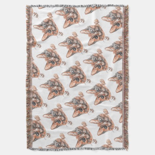 かわいいすごいスイートキャット顔スケッチトウブランケット スローブランケット (正面縦)