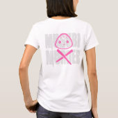 かわいいすごいムスビ殺人ピンクと白ティー Tシャツ (裏面)