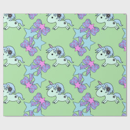 かわいいすごいユニコーンのスターリボンかわいい ラッピングペーパー