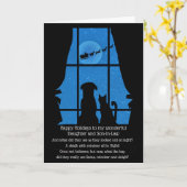 かわいいすごい娘と息子インローホリデーカード カード (黄色い花)