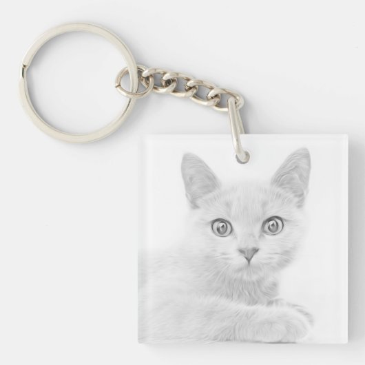 かわいいすごい子猫ポートレート写真 キーホルダー (正面)