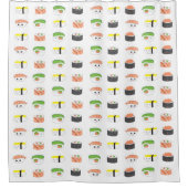 かわいいすしおもしろいかわいいの日本のイラスト シャワーカーテン (正面)