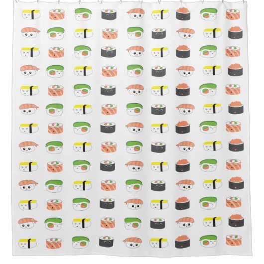 かわいいすしおもしろいかわいいの日本のイラスト シャワーカーテン (正面)