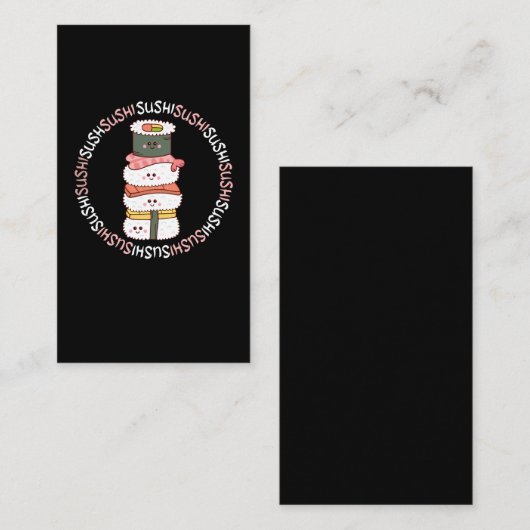 かわいいすしおもしろいアニメ食日本のべ物 名刺 (正面/裏面)