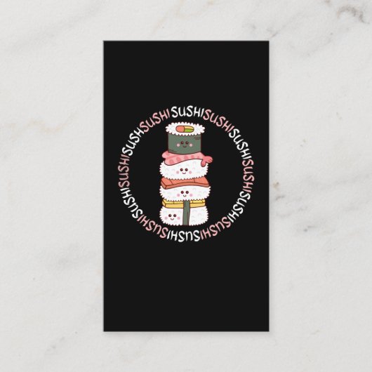 かわいいすしおもしろいアニメ食日本のべ物 名刺 (正面)