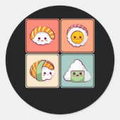 かわいいすしアニメかわいい食日本の物好き ラウンドシール (正面)