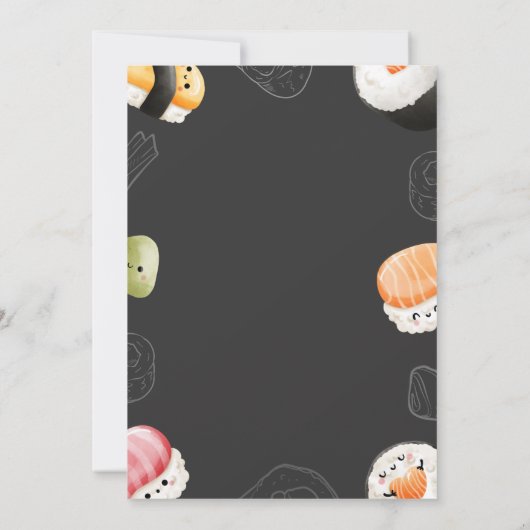 かわいいすしグッドタイム転がキッズ大人誕生日 招待状 (裏面)