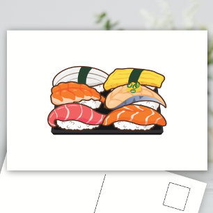 かわいいすしセット – サケのマグロの卵エビ ポストカード