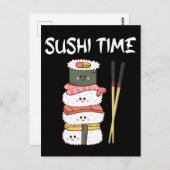 かわいいすしタイムアニメかわいい日本の食べ物 ポストカード (正面/裏面)