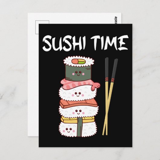 かわいいすしタイムアニメかわいい日本の食べ物 ポストカード (正面/裏面)