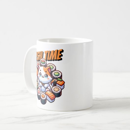 かわいいすしタイム猫 コーヒーマグカップ (正面左)
