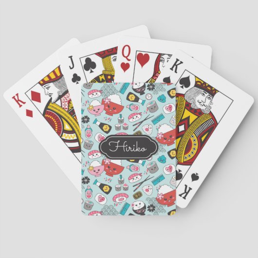 かわいいすしブパーソナライズされたルー トランプ (裏面)