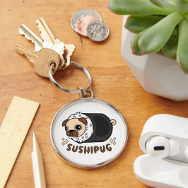 かわいいすしプーグマッシュアップおもしろい犬ラバーギフト キーホルダー