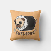 かわいいすしプーグマッシュアップおもしろい犬ラバーギフト クッション (正面)