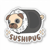 かわいいすしプーグマッシュアップおもしろい犬ラバーギフト シール (正面)