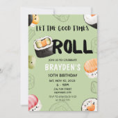 かわいいすし刺身キッズボーイガールアダルト誕生日 招待状 (正面)