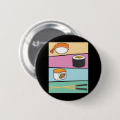 かわいいすし日本の食べ物巻き握り箸 缶バッジ (正面&裏面)