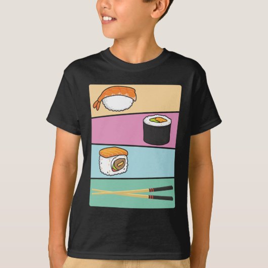 かわいいすし日本の食べ物巻き握り箸 Tシャツ (正面)