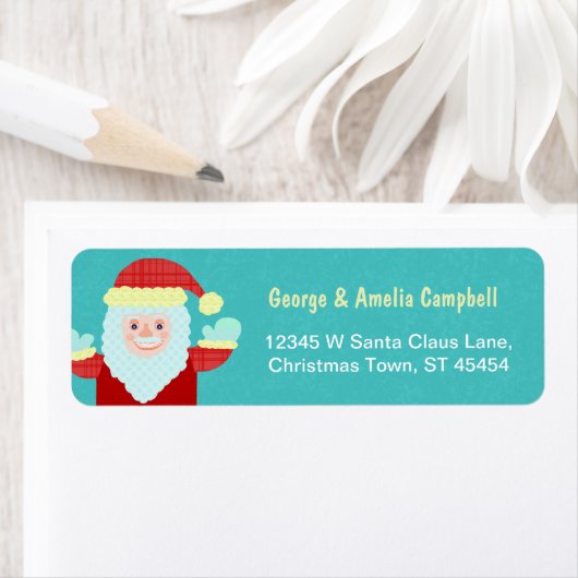 かわいいすてきなサンタクロースのクリスマスの漫画 ラベル (インサイチュ)