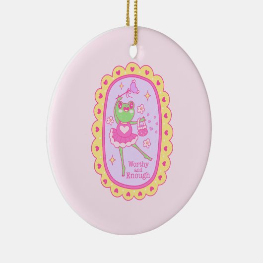 かわいいすてきカエル – 価値と十分 セラミックオーナメント (右)