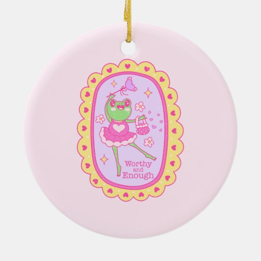 かわいいすてきカエル – 価値と十分 セラミックオーナメント (裏面)