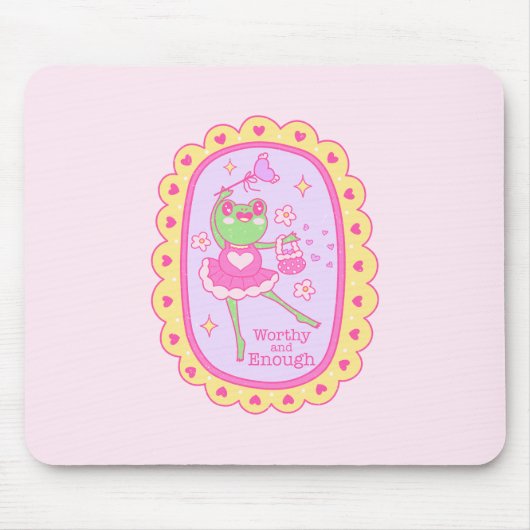 かわいいすてきカエル – 価値と十分 マウスパッド (正面)
