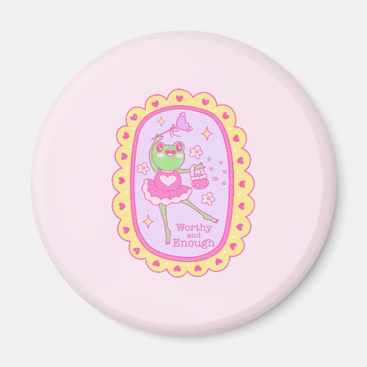 かわいいすてきカエル – 価値と十分 マグネット (正面)