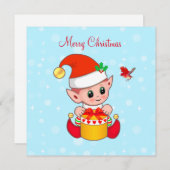 かわいいすてきクリスマス小妖精や小人&(鳥)ショウジョウコウカンチョウバード (正面/裏面)