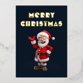 かわいいすてきサンタメリークリスマスパーソナライズされた 箔シーズンカード (正面)