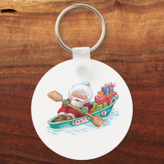 かわいいすてきマンガのサンタクロースをボートで キーホルダー (正面)