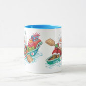 かわいいすてきマンガのサンタクロースをボートで マグカップ (中央)