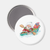 かわいいすてきマンガのサンタクロースをボートで マグネット (正面/裏面)