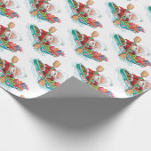 かわいいすてきマンガのサンタクロースをボートで ラッピングペーパー (角)