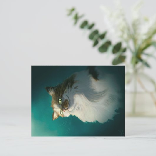 かわいいずるい猫のギフト|誕生日の面白い猫 シーズンポストカード (スタンド正面)