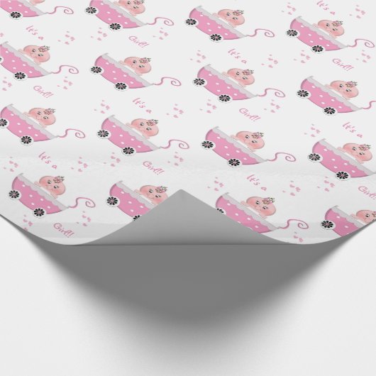 かわいいそれは女の子のベビーシャワーの包装紙です ラッピングペーパー (角)