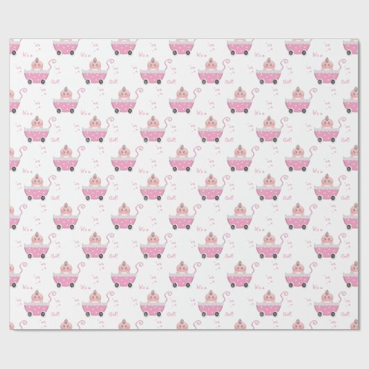 かわいいそれは女の子のベビーシャワーの包装紙です ラッピングペーパー (フラット)