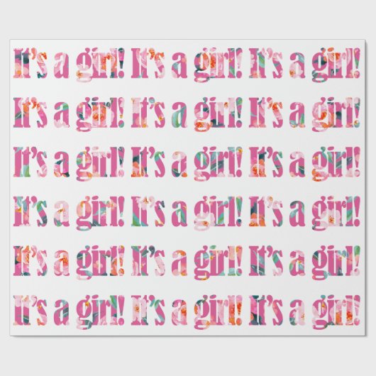 かわいいそれは女の子|淡い色のなマゼンタの花パターンです ラッピングペーパー (フラット)