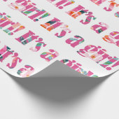 かわいいそれは女の子|淡い色のなマゼンタの花パターンです ラッピングペーパー (角)