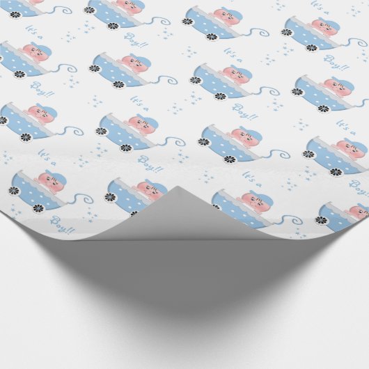 かわいいそれは男の子のベビーシャワーの包装紙です ラッピングペーパー (角)