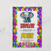 かわいいぞうさん オーダーメイド バースデー 招待状 こども用 (正面/裏面)