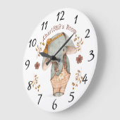 かわいいぞうさん 女の子 名入れ ラージ壁時計 (傾斜)