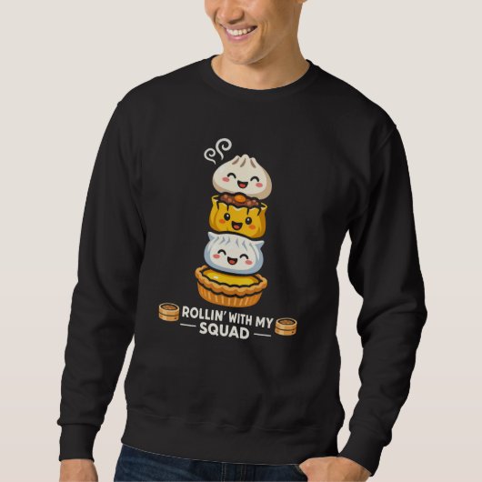 かわいいたこ焼きの仲間たち おもしろい食べ物好きTシャツ スウェットシャツ (正面)